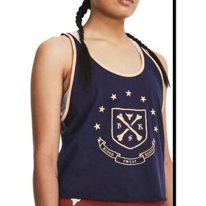 Under Armour Project Rock Graphic Tank Top Navy Athletic Workout Shirt MD